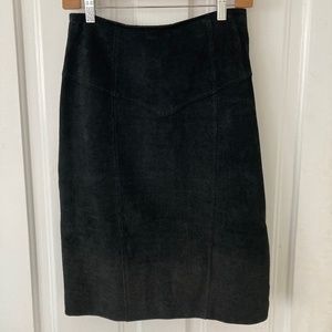 Vintage Bermans Black Suede Leather Pencil Skirt